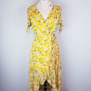 Pretty Summer Yellow High Low True Wrap Dress by Miami + Francesca's NEW w/Tags